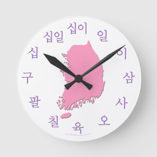 Klok Koreaanse Hangul met kaart - Paars en roze