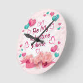 Klok met 'Be my valentijn' tekst en naam (Hoek)