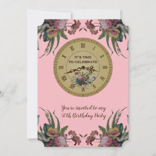 klok met Flowers Birthday Party Kaart
