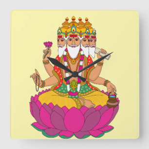 Klok met Heer Brahma aan de muur