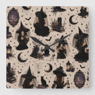 Klok met heksendecor voor Halloween