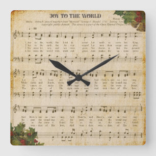 Klok met vintage bladmuziek van Joy to the World