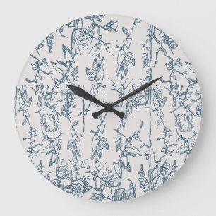 Klok met vintage blauwe bloemmotief