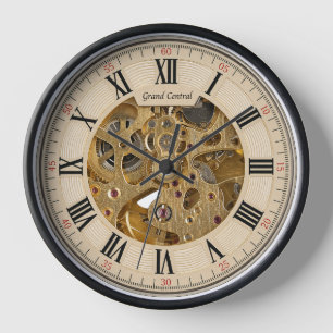 Klok met vintage decoratieve verschijning in kwart