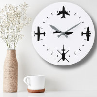 Klok met vliegtuigpictogrammen Cool Pilot Vliegwer