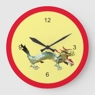 Klok - Oriental Dragon in rood Lijst