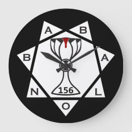 Klok, ster van Babalon Logo, zwarte achtergrond Grote Klok