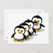 Klok van pinguïns briefkaart (Voorkant / Achterkant)