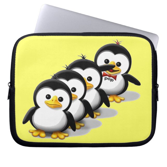Klok van pinguïns laptop sleeve (Voorkant)