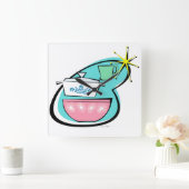 Klok voor de muur van het atoomontwerp (Huis)