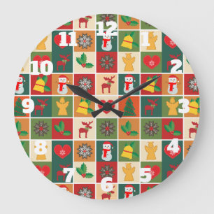 Klok voor kerstcollage ronde muur met cijfers