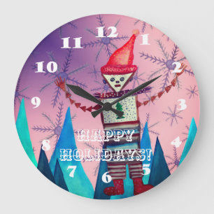 Klok voor vrolijke feestdagen aan de wand