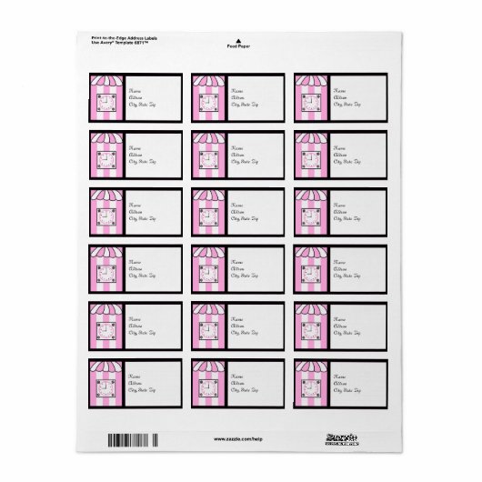 Klok Vrijgezellenfeest Roze en witte strepen Etiket (Full Sheet)