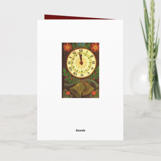 klok, vrolijk kerstfeest feestdagen kaart (Achterkant)