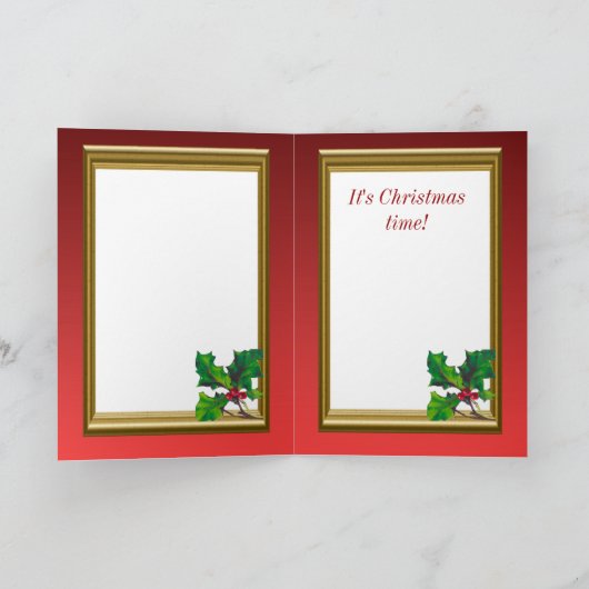  klok, vrolijk kerstfeest feestdagen kaart (Binnen)