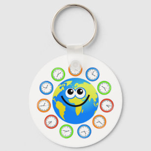 Klok Wereldbol Sleutelhanger