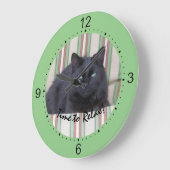 Klok - Zwarte kat op kussens TEST3 (Hoek)