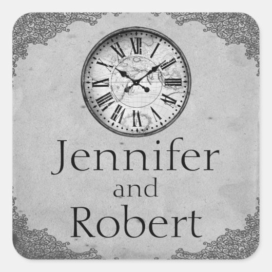  klokdocument 1st Jubileum envelopzegel Vierkante Sticker (Voorkant)