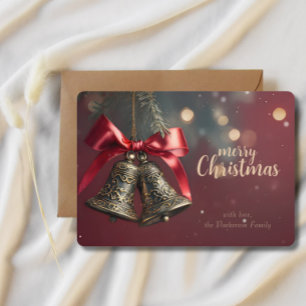 Klokken en gouden filigraan Elegante kerst Kaart