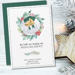 Klokken luiden liefde en vreugde uit Kerstkrans Feestdagenkaart