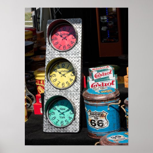  klokken - Sydney, Londen, New York Poster (Voorkant)