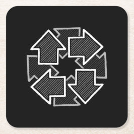 Kloksgewijs Pijlen Minimal Geometri Black Variant  Vierkante Kartonnen Onderzetter