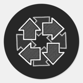 Kloksgewijs Pijlen Minimalistische Geometrische Zw Ronde Sticker