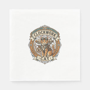 Klokwerk Kat Steampunk Vintage Vector Kunst Shi Servet