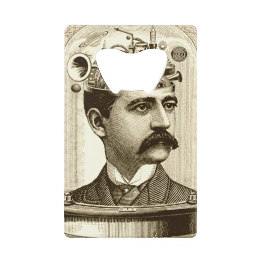 Klokwerkbrein STEAMPUNK vintage Kredietkaart Flessenopener (Voorkant)