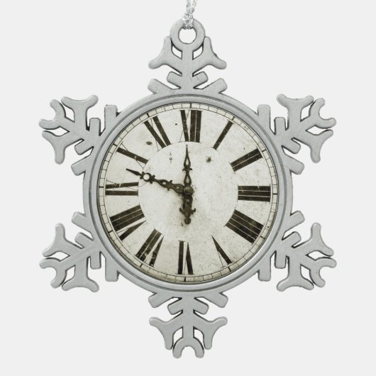 Klokzijde Tin Sneeuwvlok Ornament (Voorkant)