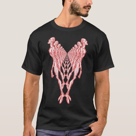 Klonen van het Undode Zombie Leger rood en wit T-shirt (Voorkant)