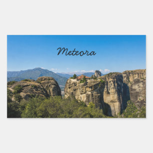 Klooster Boven de Rotsen Meteora Griekenland Rechthoekige Sticker