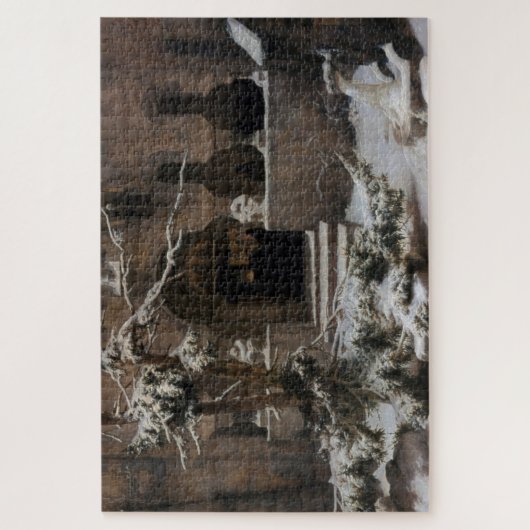 Klooster in Wintersneeuw (door Karl Lessing) Legpuzzel (Verticaal)