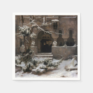 Klooster in Wintersneeuw (door Karl Lessing) Servet