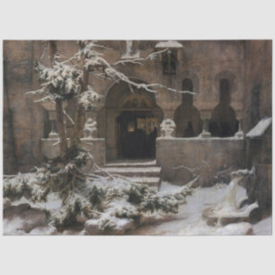 Klooster in Wintersneeuw (door Karl Lessing) Tissuepapier