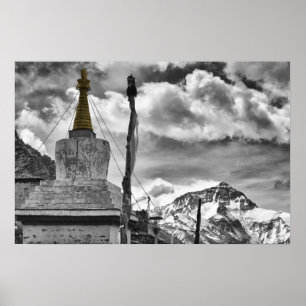 Klooster Rongbuk en Mount Everest Poster