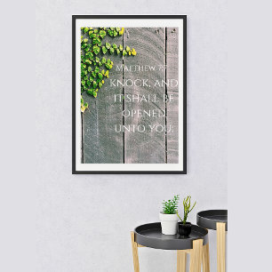 Klop Aan En De Deur Zal Openstaan KJV Bijbelvers Poster