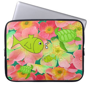 Klop voor laptop - Floral visschildpad Sleeve