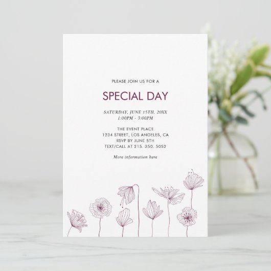 Kloppoffloraal feestuitnodiging voor alle gelegenh kaart (Staand voorkant)