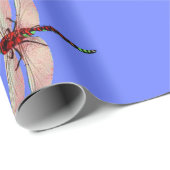 KLORFUL DRAGONFLIES OP BLAUW CADEAUPAPIER (Rol Hoek)