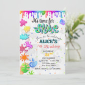 KLORFUL SLIME BIRTHDAY INVITATIE VOOR KINDEREN KAART (Staand voorkant)