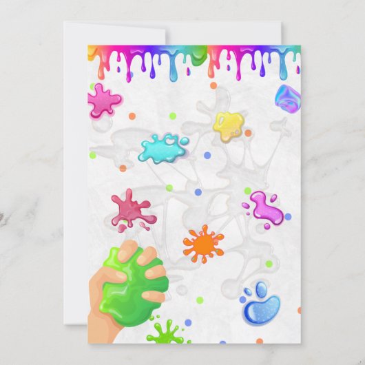 KLORFUL SLIME BIRTHDAY INVITATIE VOOR KINDEREN KAART (Achterkant)