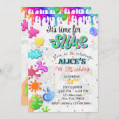 KLORFUL SLIME BIRTHDAY INVITATIE VOOR KINDEREN KAART (Voorkant / Achterkant)