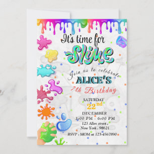 KLORFUL SLIME BIRTHDAY INVITATIE VOOR KINDEREN KAART