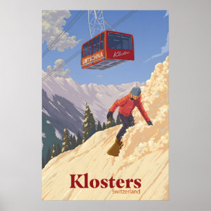 Klosters Zwitserland Snowboarden Reisposter Poster