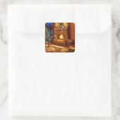 Kluike kerstzaal vierkante sticker (Tas)
