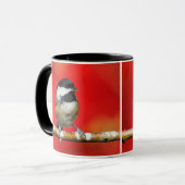 Kluipkip met zwarte afdekking met rode herfst-blad mok (Voorkant links)