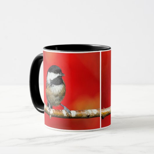 Kluipkip met zwarte afdekking met rode herfst-blad mok (Voorkant links)