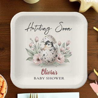 Kluivende Rustieke Baby Kuiken Baby Shower Papieren Bordje