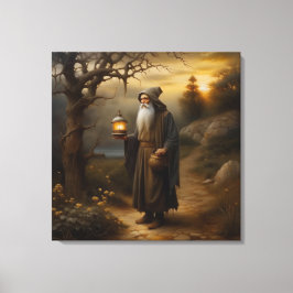 Kluizenaar met een lantaarn. Kluizenaar uit tarot Canvas Afdruk